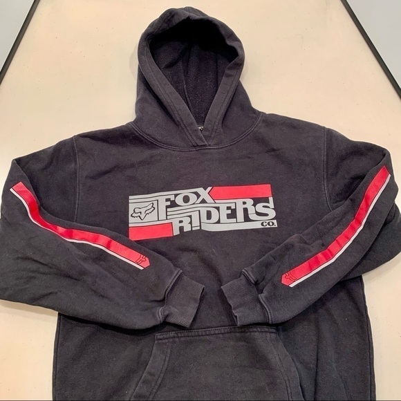 FOX RACING Hoodie Kids KL Black Fox Riders Company Pull Over Jacket Unisex - Picture 4 of 7